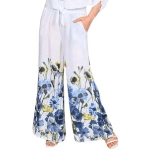 Floral linen pallazzo pants